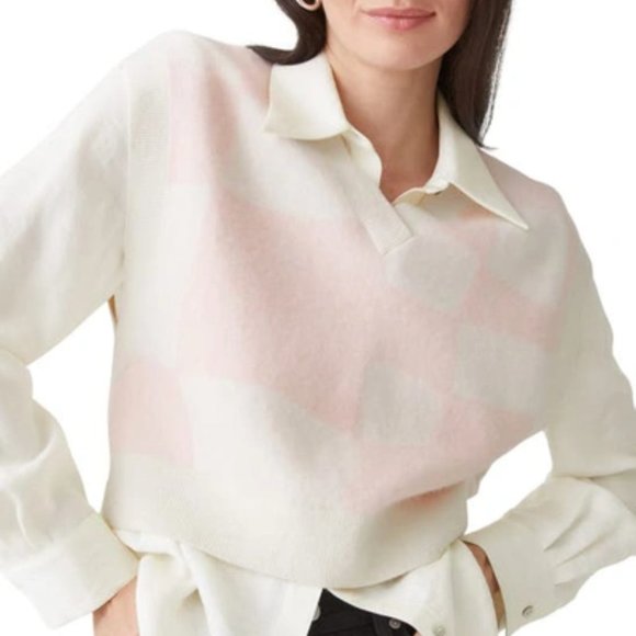 & OTHER STORIES Check Wool Blend Sweater Vest In Pink Jaquard - Picture 2 of 11